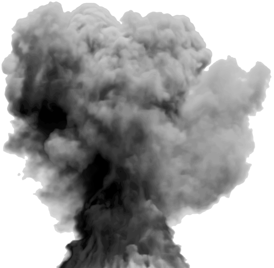 Billowing Grey Smoke Cloud Explosion
