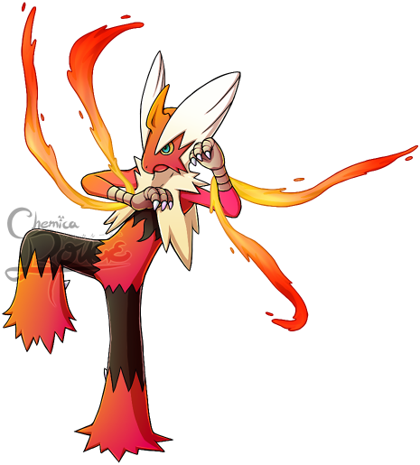 Fiery Blaziken Fan Art with Flame Trails