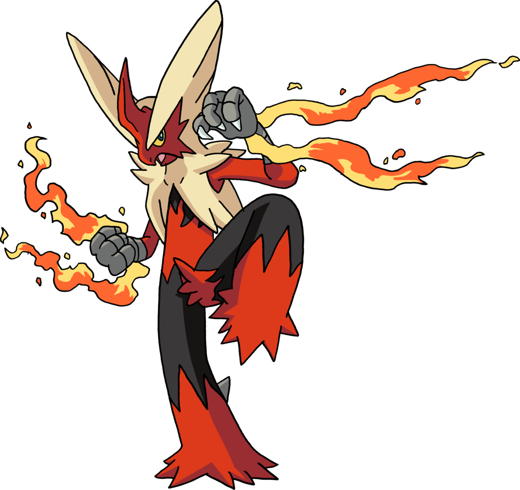 Blaziken Pokemon Mid-Kick with Flame Trails