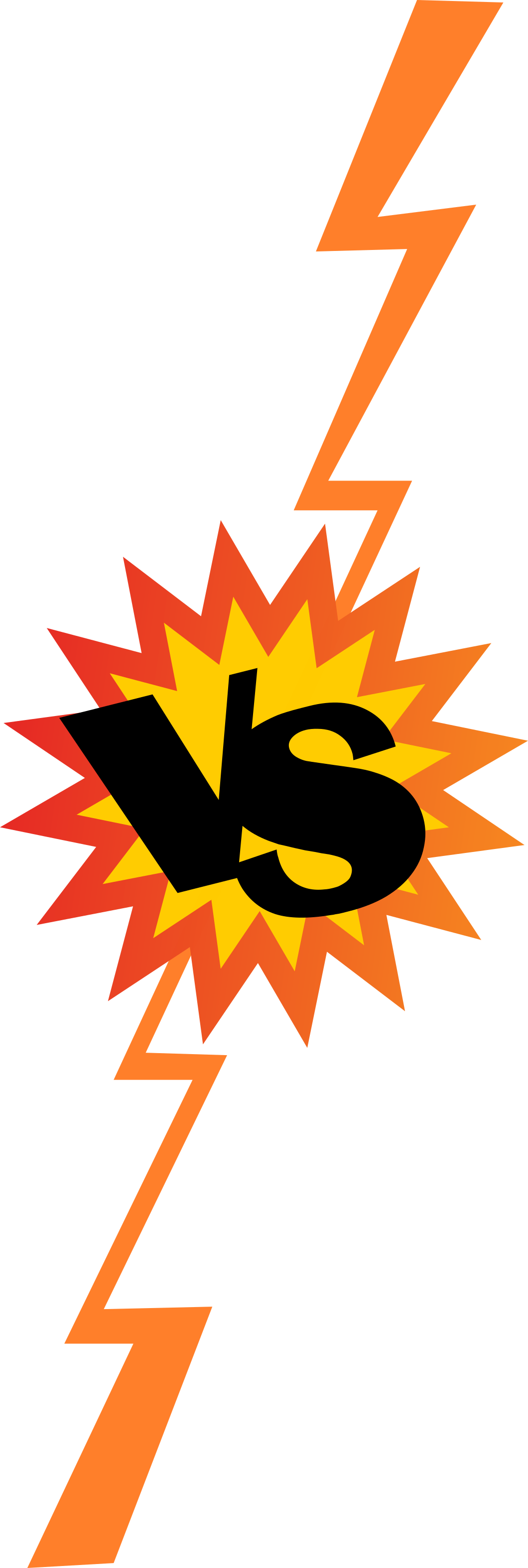 Red Orange Versus Burst with Lightning Bolt