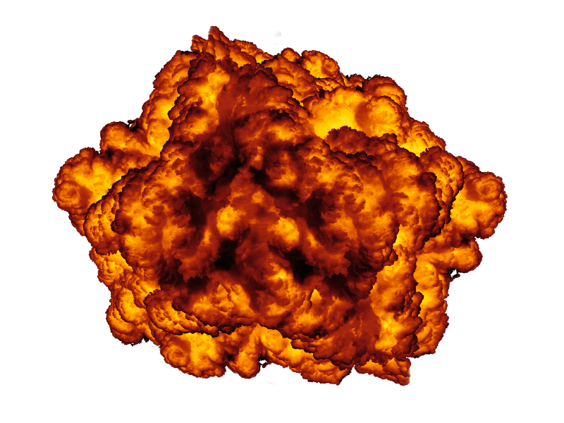 Billowing Orange Fireball Explosion Cloud