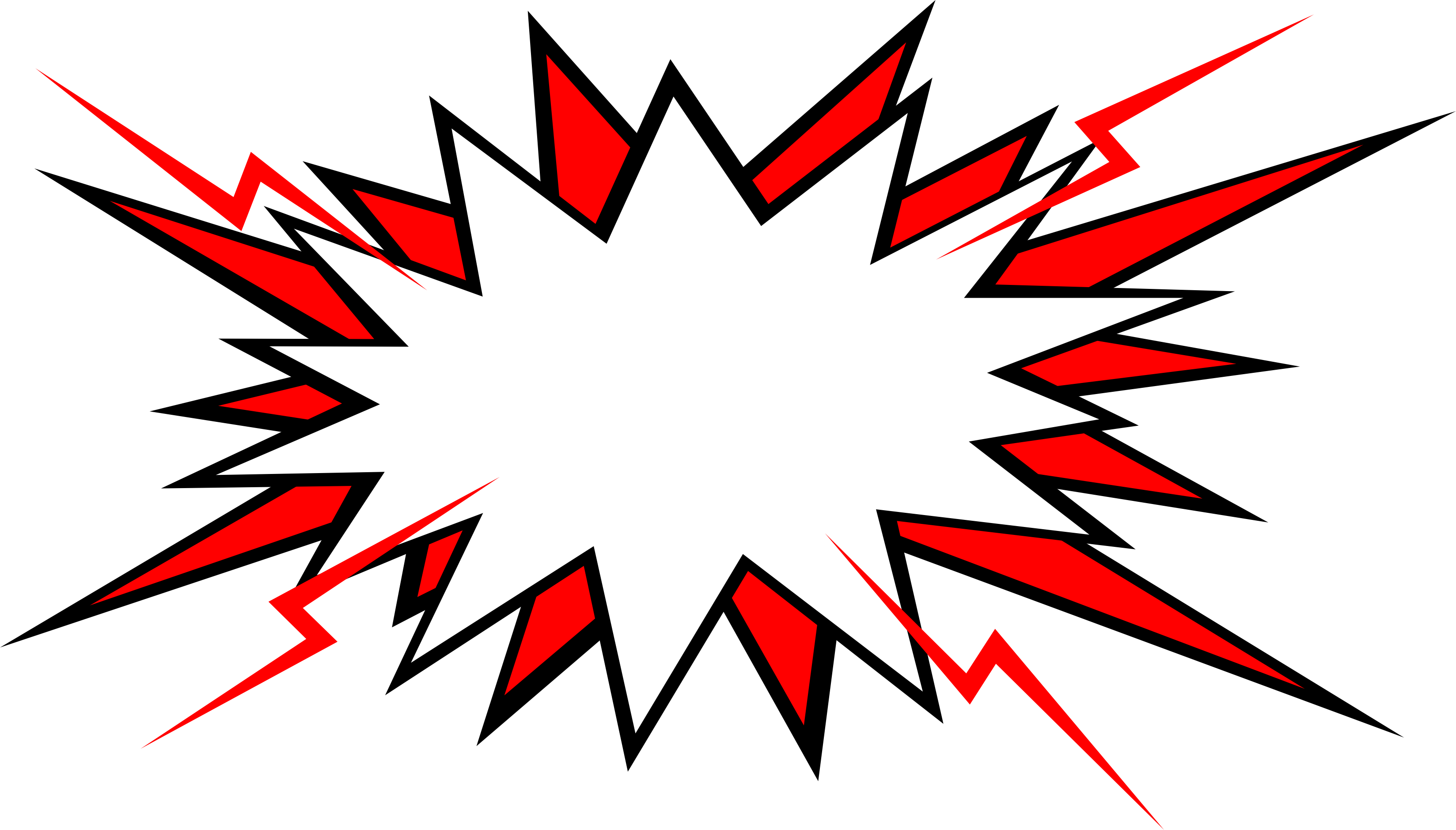 Red Comic Explosion Burst with Black Outline