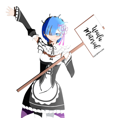 Anime Maid Holding Sign, Black and White Outfit