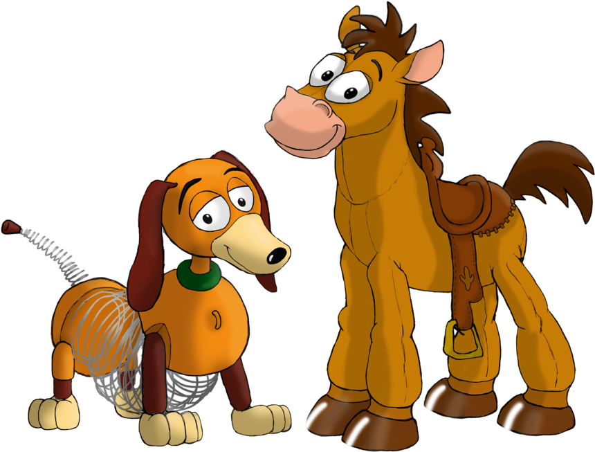 Slinky Dog and Bullseye Cartoon Toys Pair