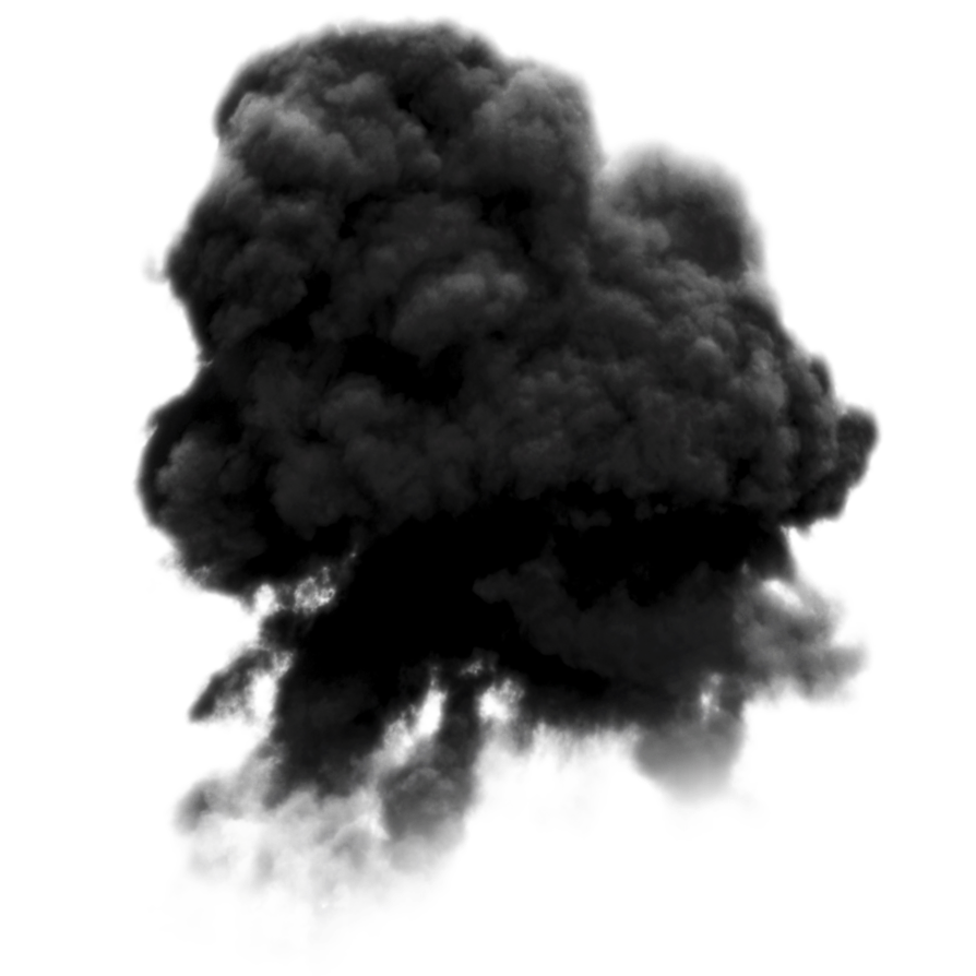 Dense Black Smoke Cloud Billowing Upward