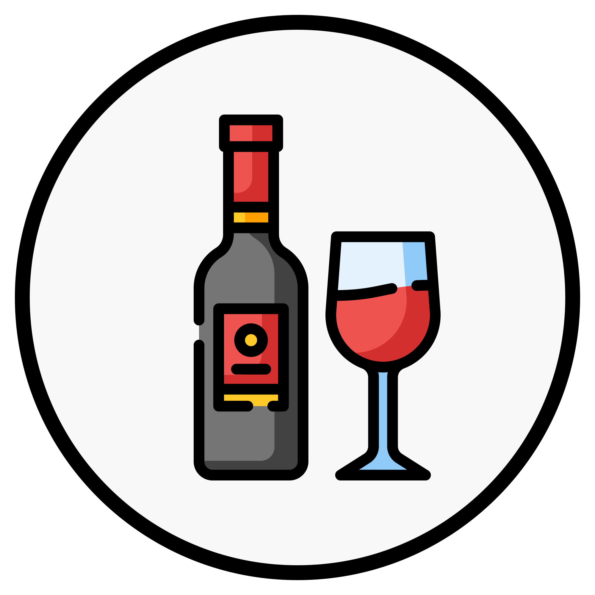 Red Wine Bottle and Glass Icon in Circle