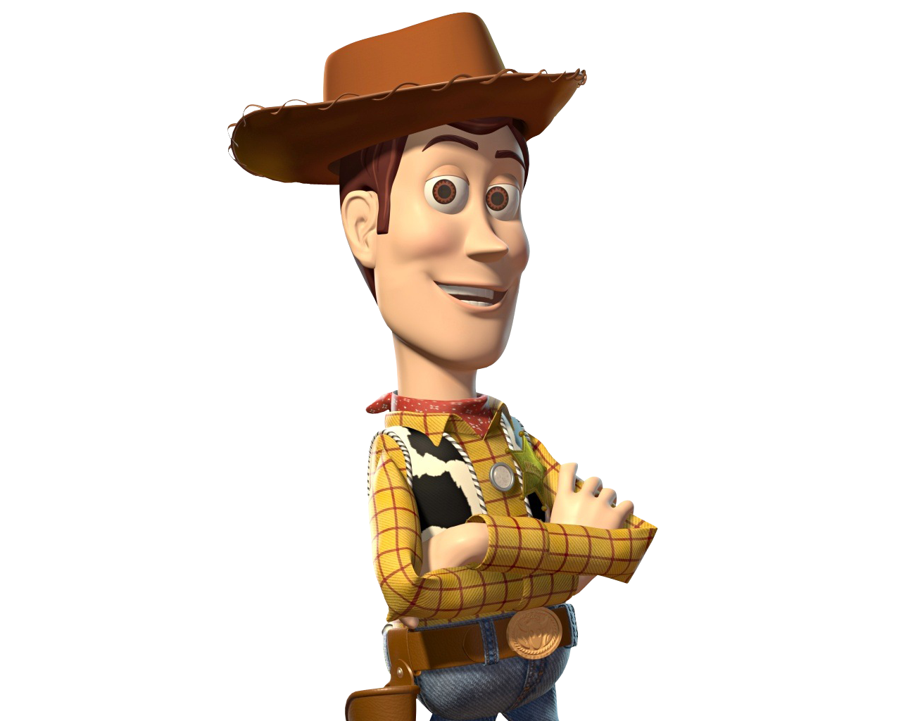 Cartoon Cowboy in Plaid Shirt Arms Crossed