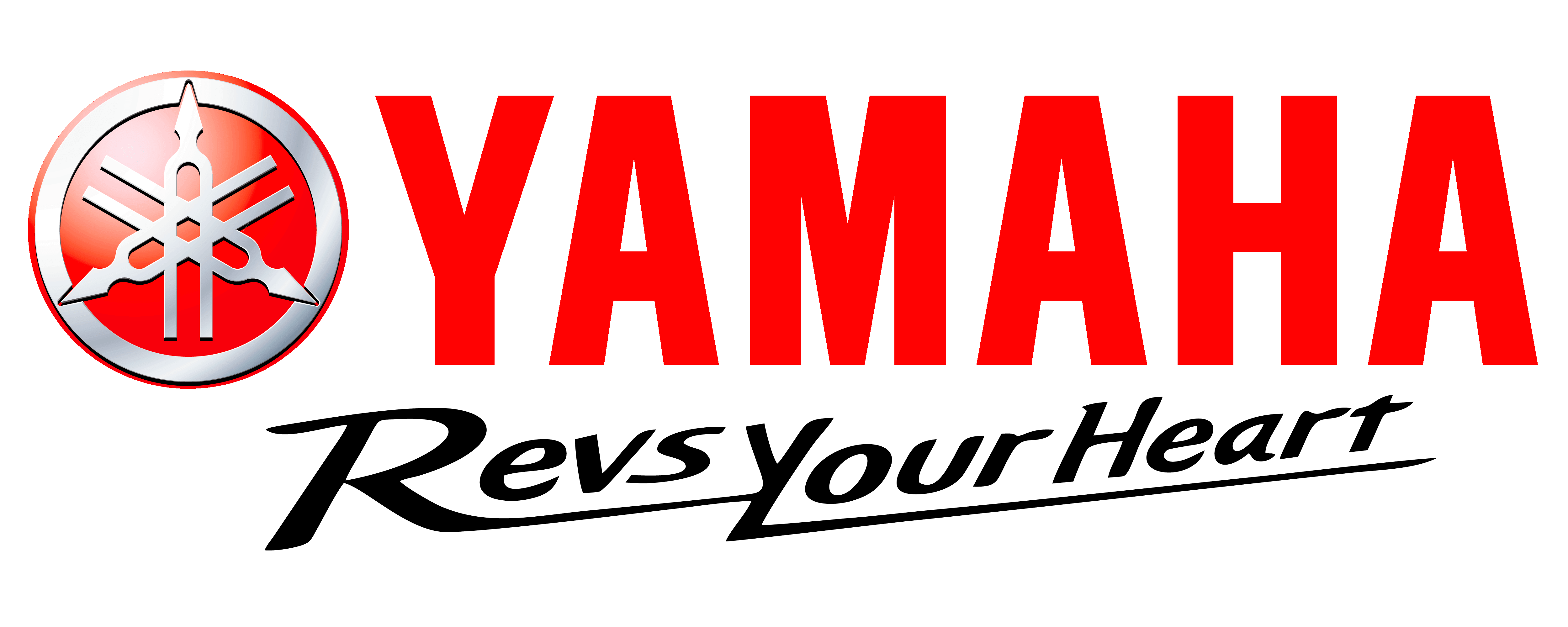 Red Yamaha Logo with Revs Your Heart Tagline