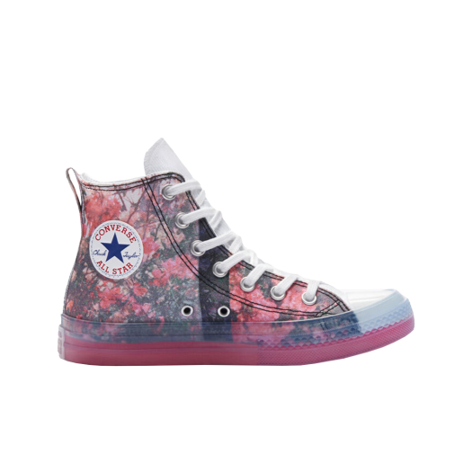 High Top Sneaker with Pink Floral Canvas Upper