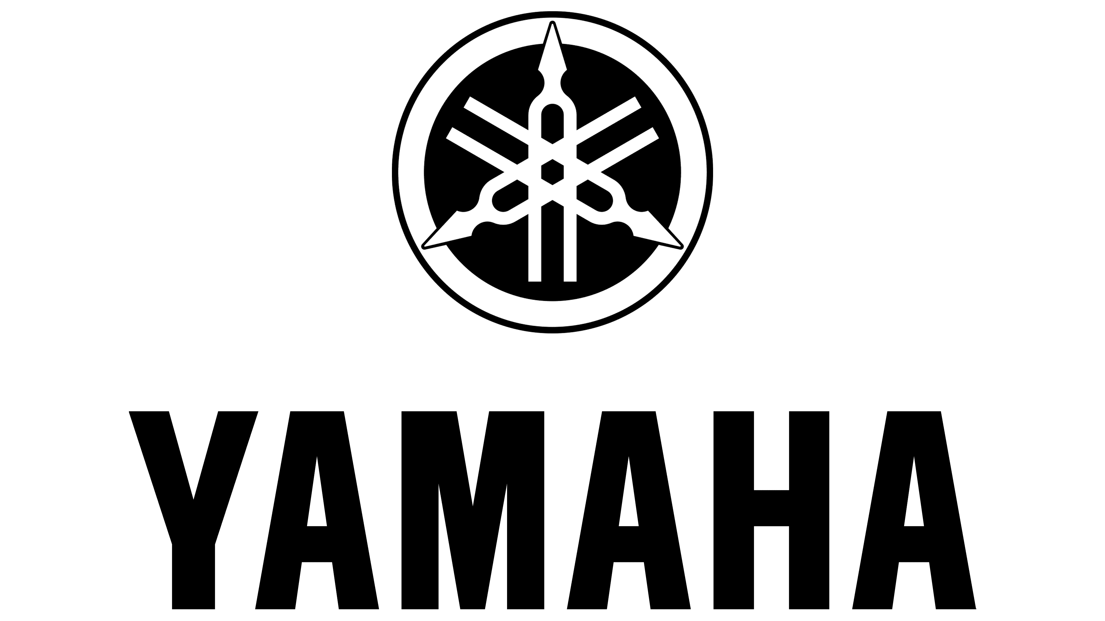 Black Yamaha Logo with Tuning Fork Emblem