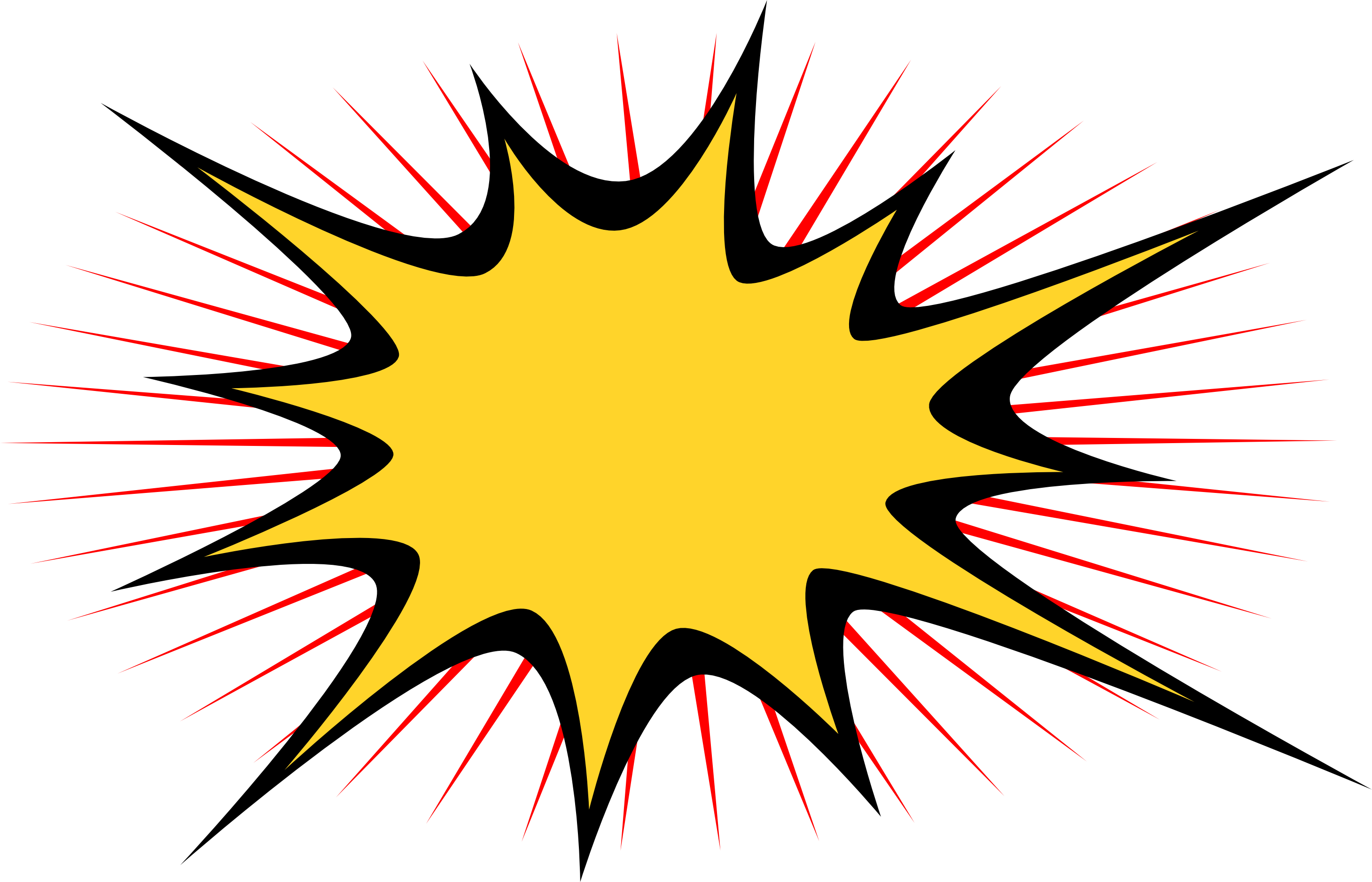 Yellow Comic Burst with Red Rays