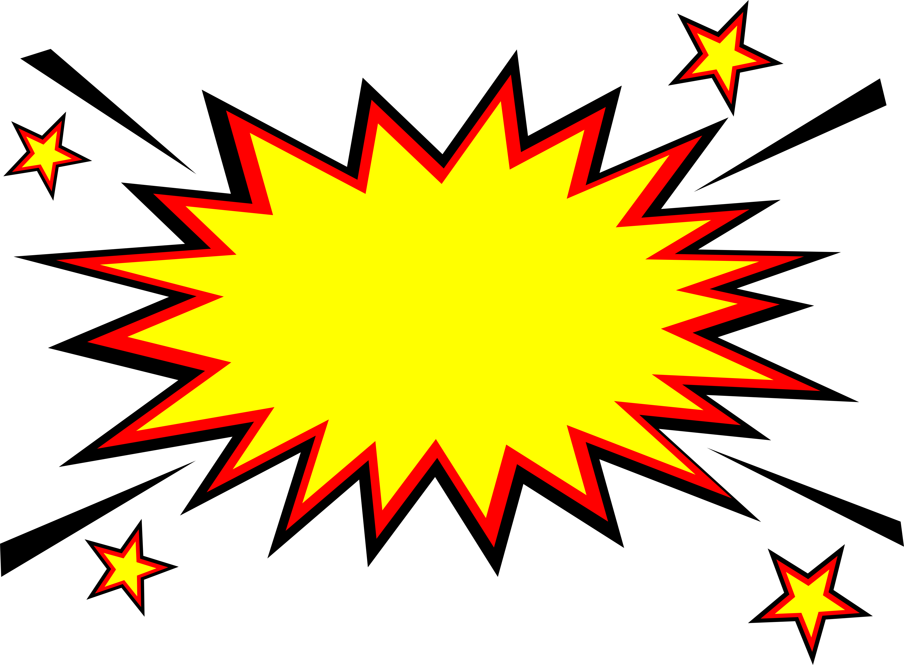 Yellow Comic Explosion Burst with Red Outline