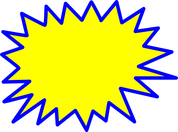 Yellow Starburst Sale Badge with Blue Outline