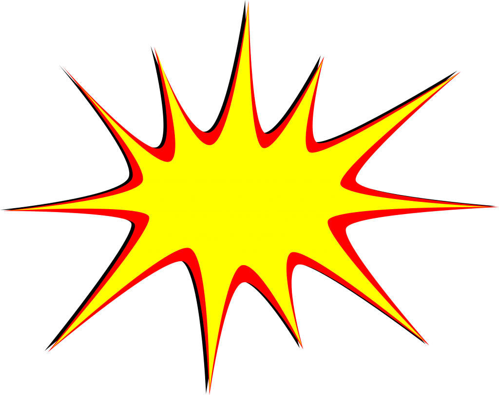Yellow Starburst with Red Shadow Outline