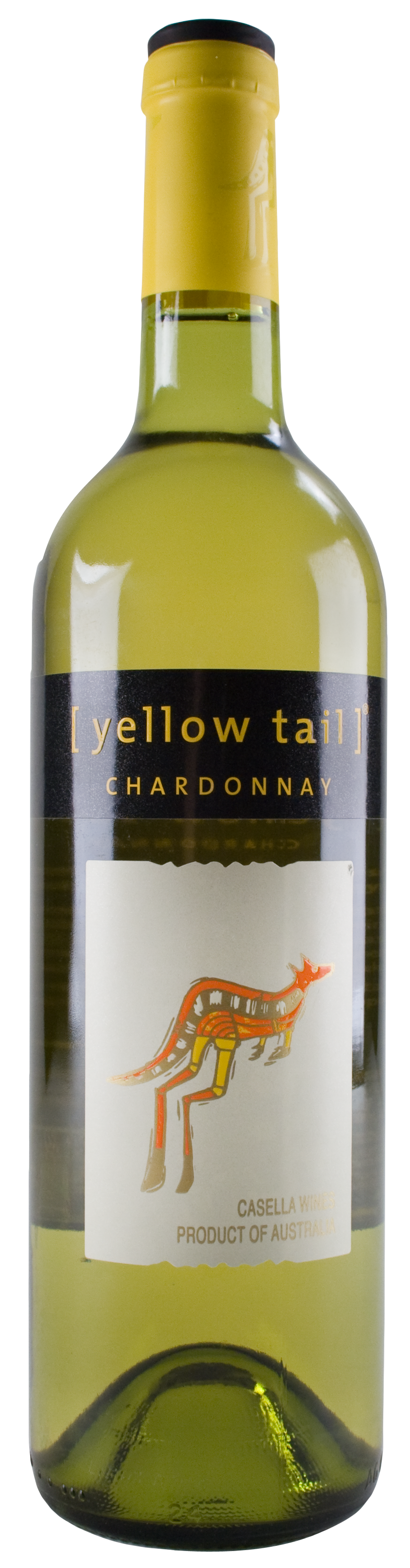 Chardonnay White Wine Bottle with Yellow Kangaroo Label