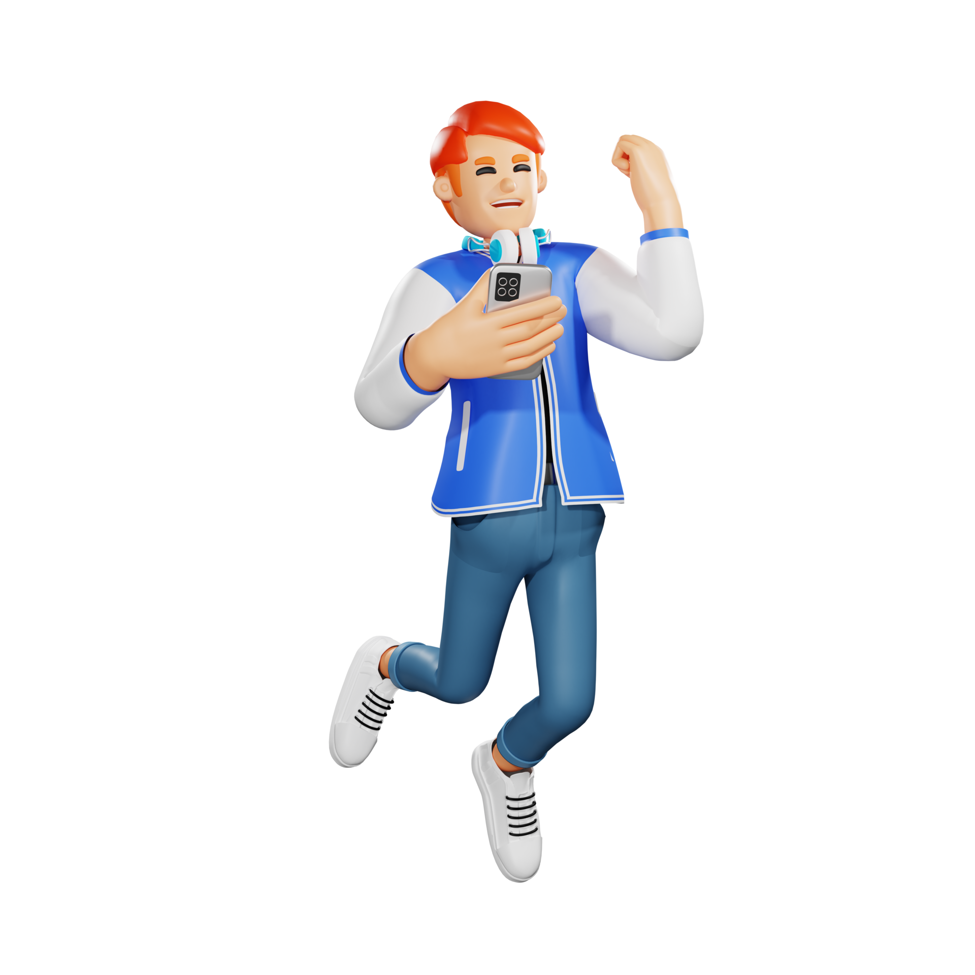 Cheerful 3D Cartoon Man with Red Hair