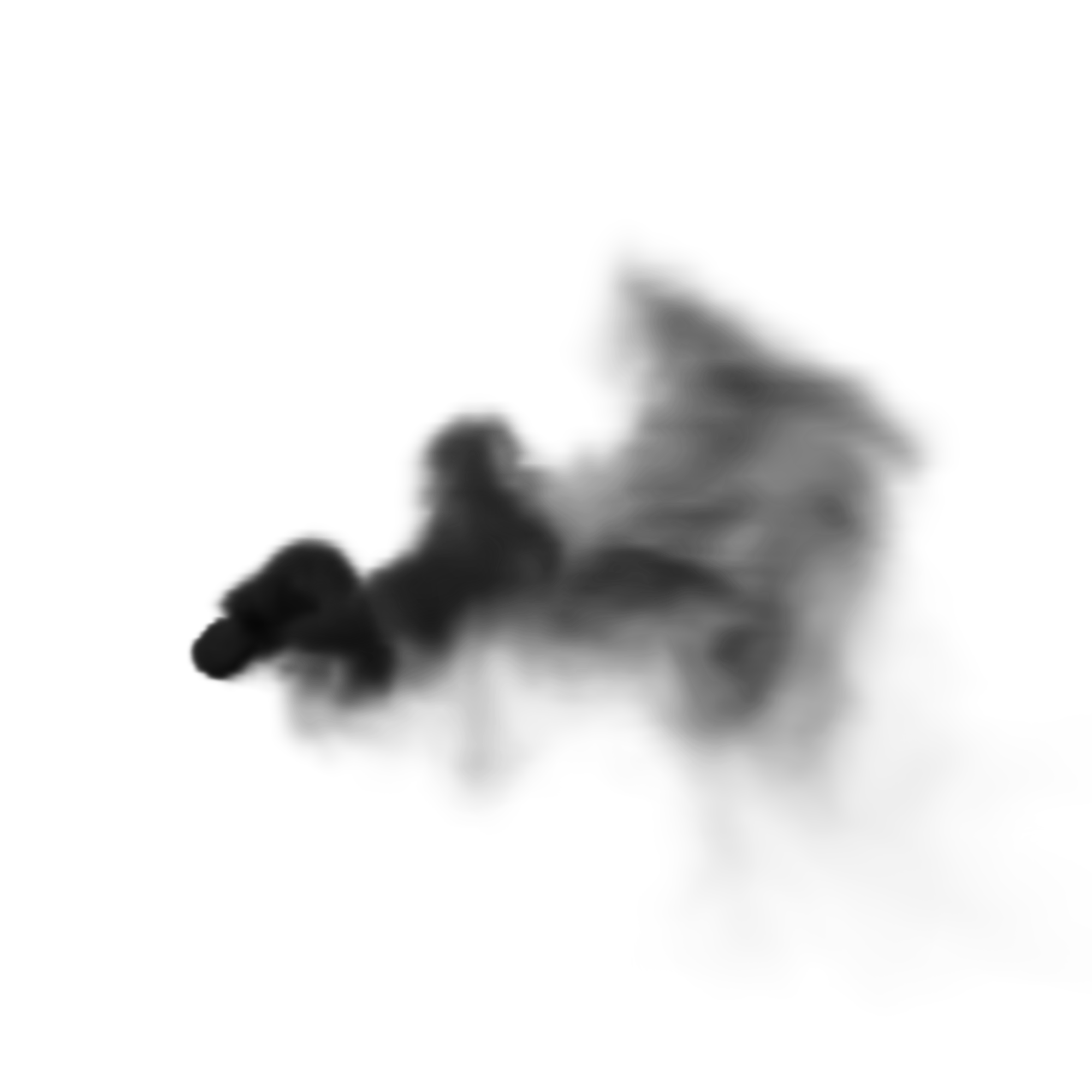Dark Billowing Smoke Plume Drifting Diagonally